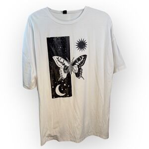 SHEIN Graphic T-Shirt Butterfly Sun Moon‎ Celestial Print Oversized L